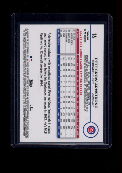 2024 Topps Chrome #16 Pete Crow-Armstrong Blue Refractors #/150