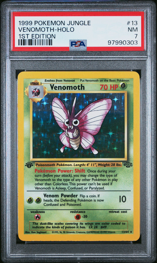 1999 Pokemon Jungle #13 Venomoth-Holo 1st Edition PSA 7