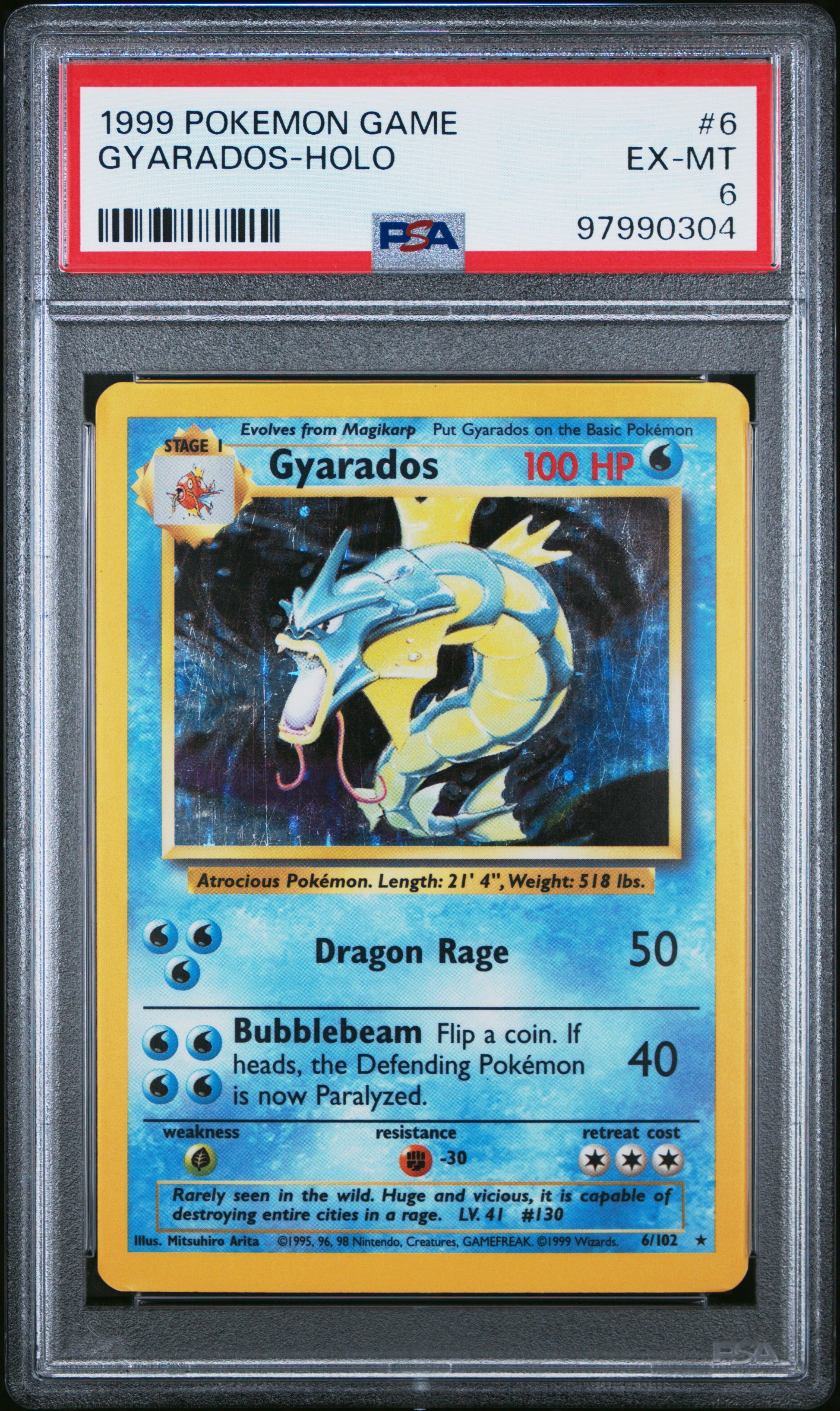 1999 Pokemon Game #6 Gyarados-Holo PSA 6