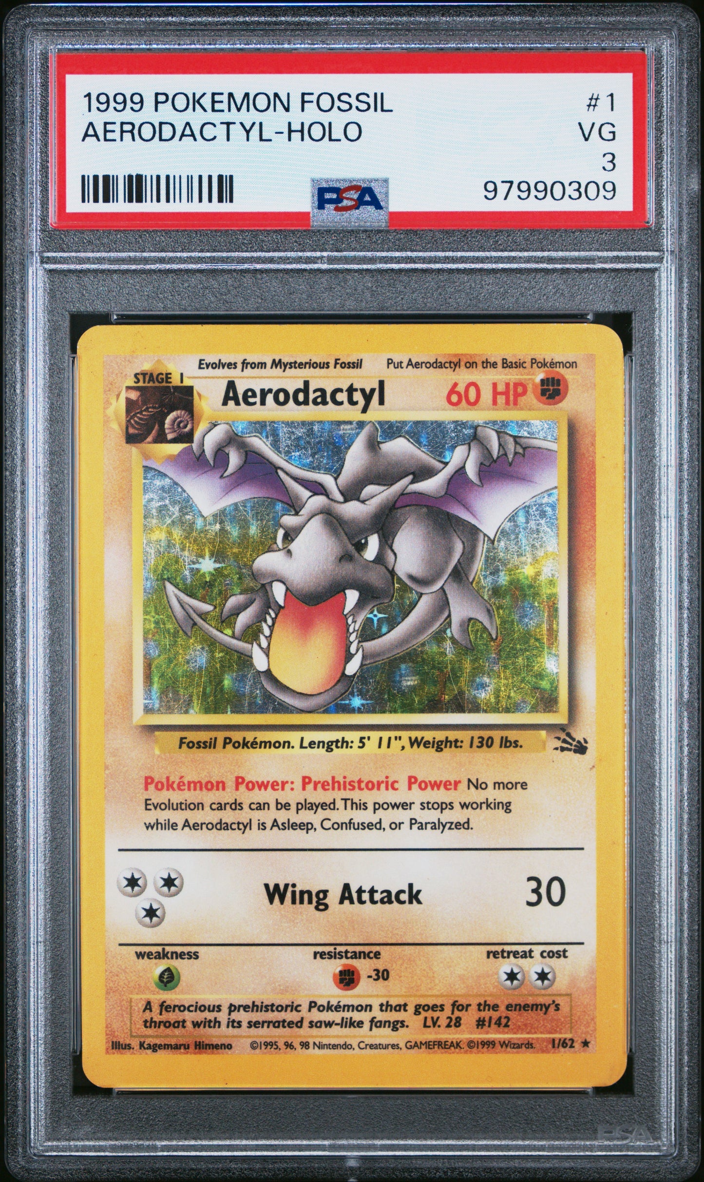 1999 Pokemon Fossil #1 Aerodactyl-Holo PSA 3