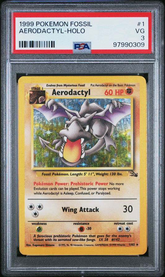 1999 Pokemon Fossil #1 Aerodactyl-Holo PSA 3