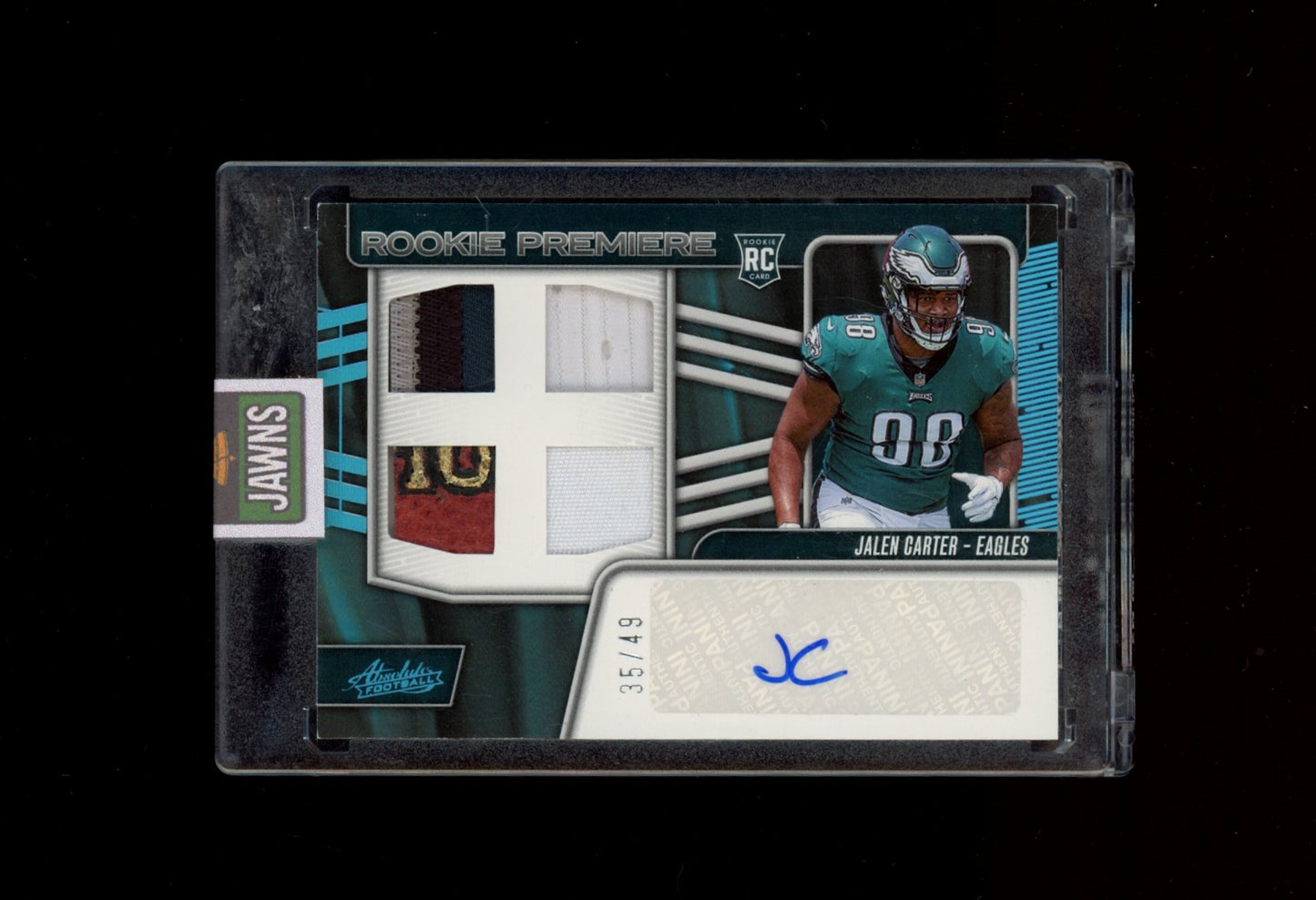 2023 Panini Absolute #RPMA-JC Jalen Carter Rookie Premiere Quad Spectrum #/49