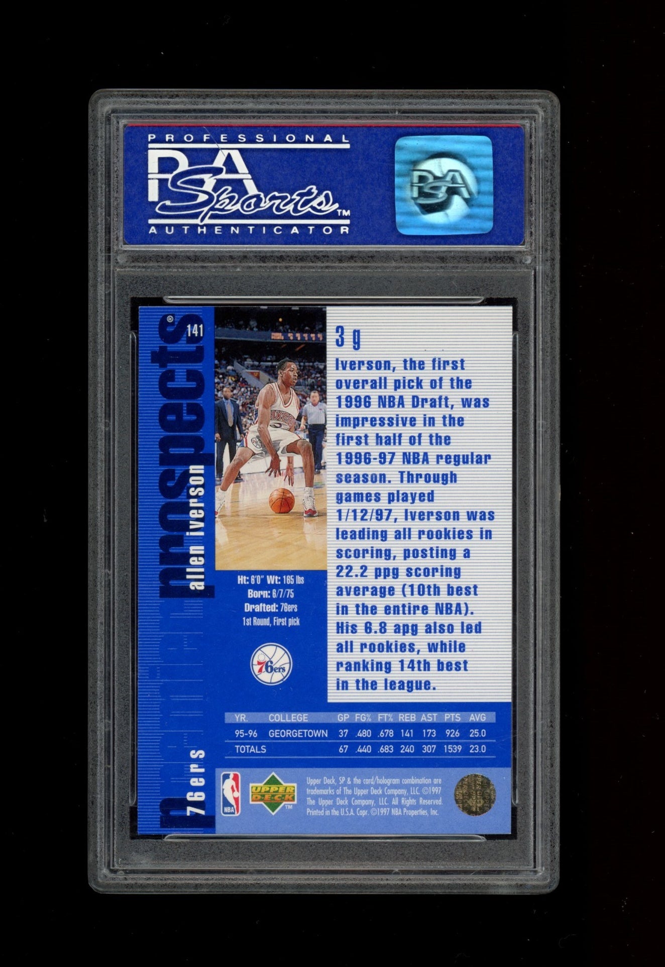 1996 Sp #141 Allen Iverson PSA 9