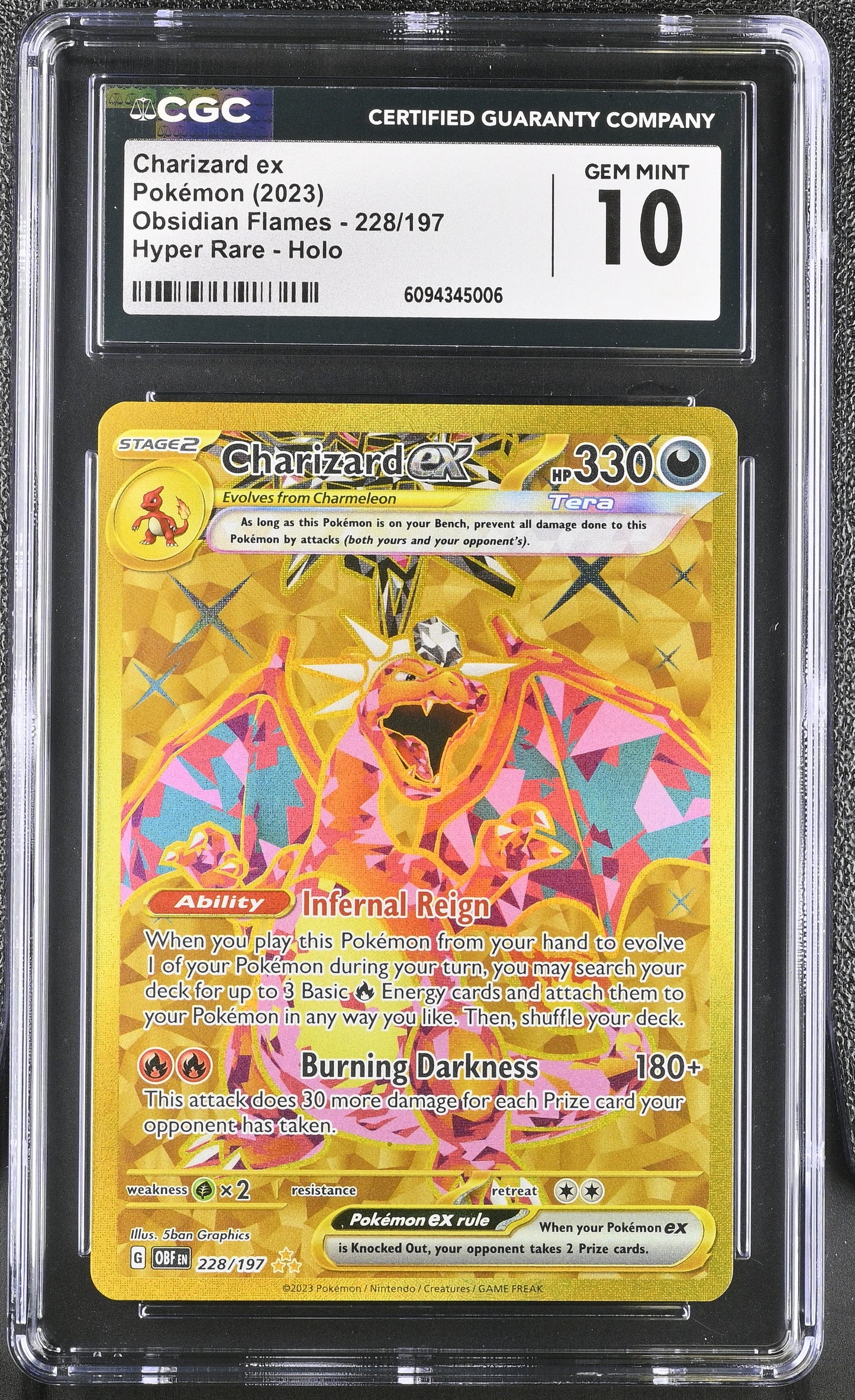2023 Obsidian Flames #228/197 Charizard ex CGC 10