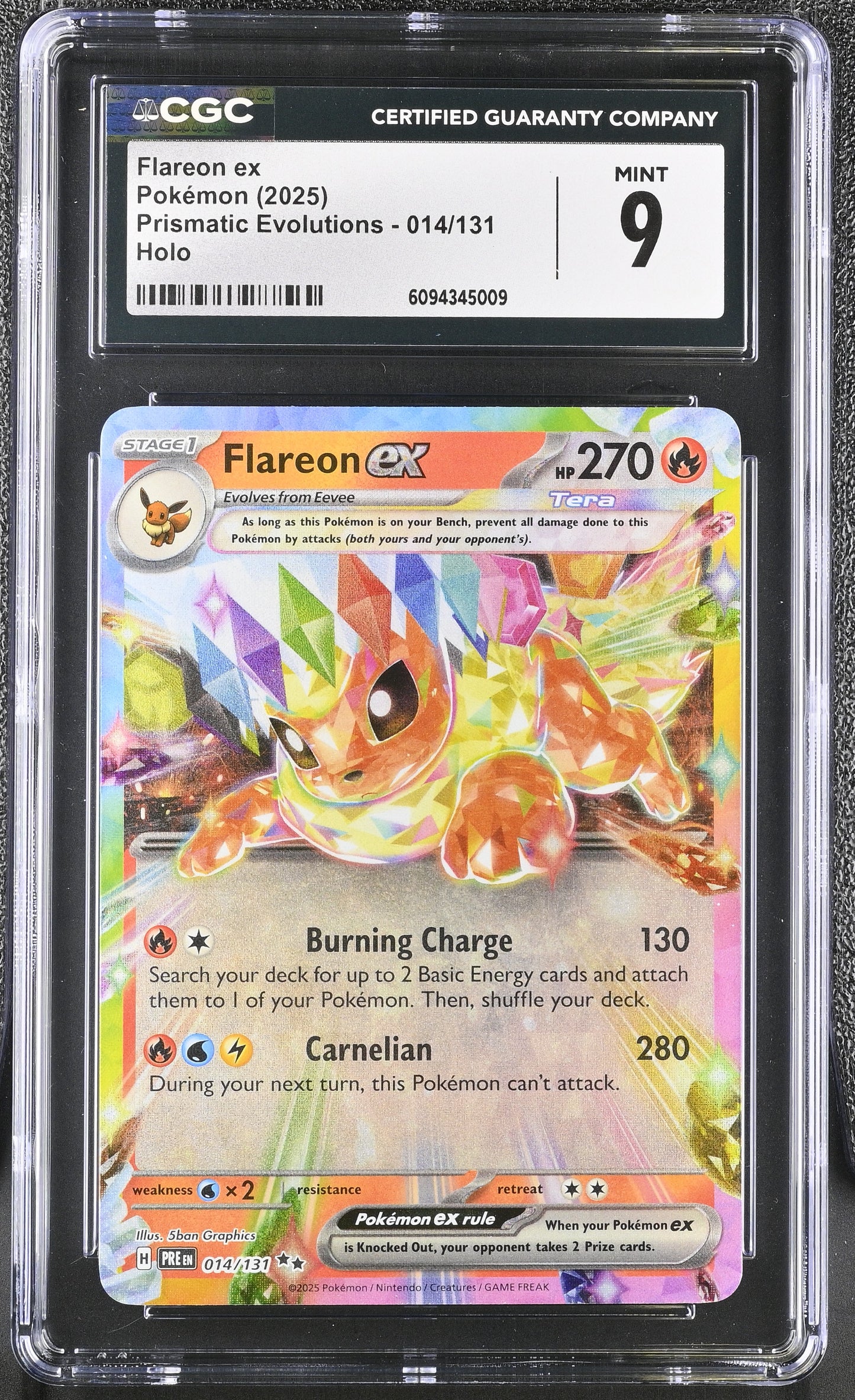2025 Prismatic Evolutions #014/131 Flareon ex CGC 9