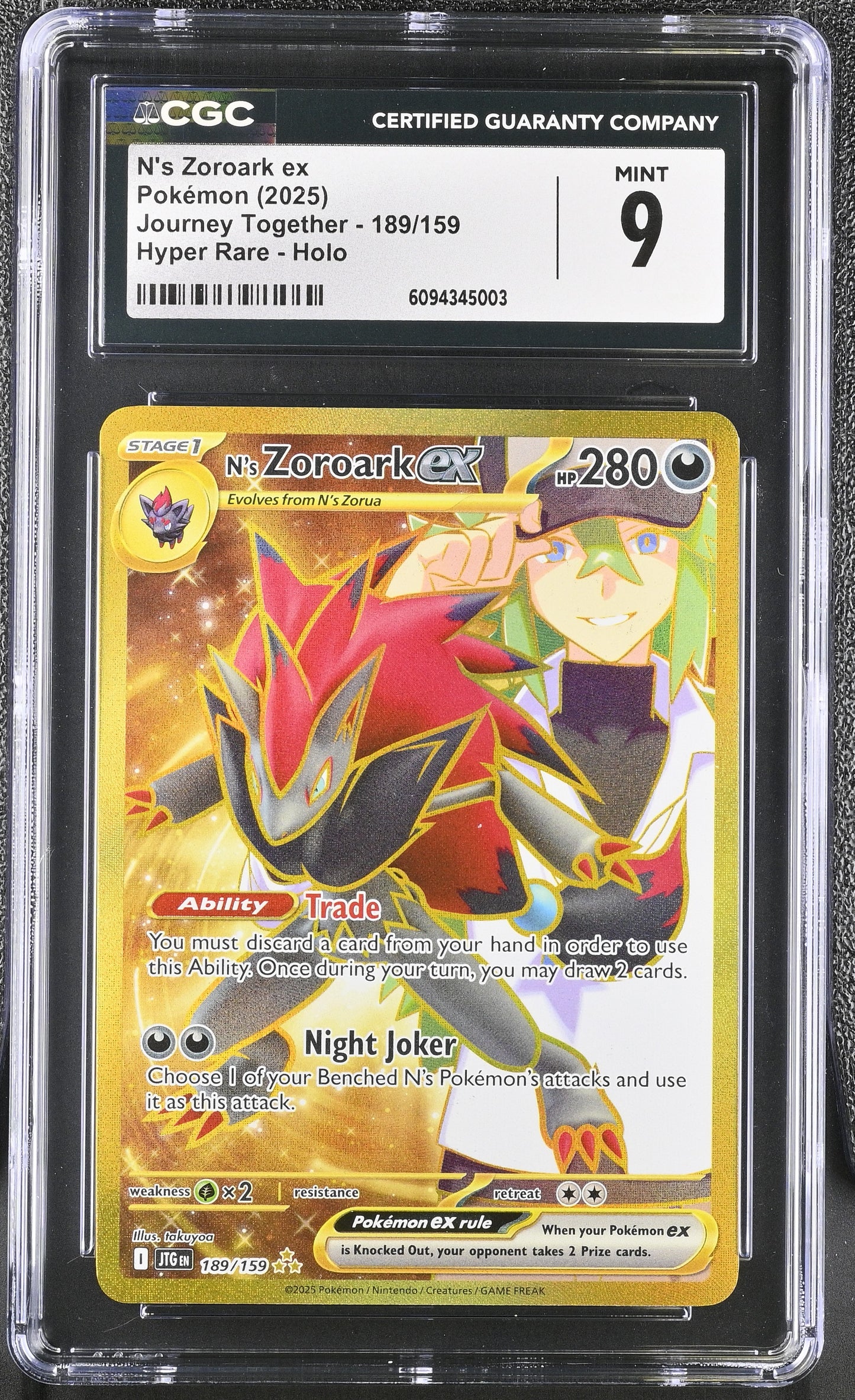 2025 Journey Together #189/159 N's Zoroark ex CGC 9