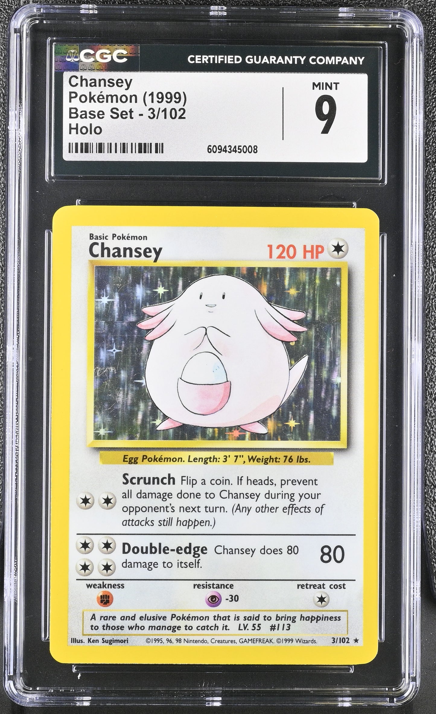 1999 Base Set #3/102 Chansey CGC 9