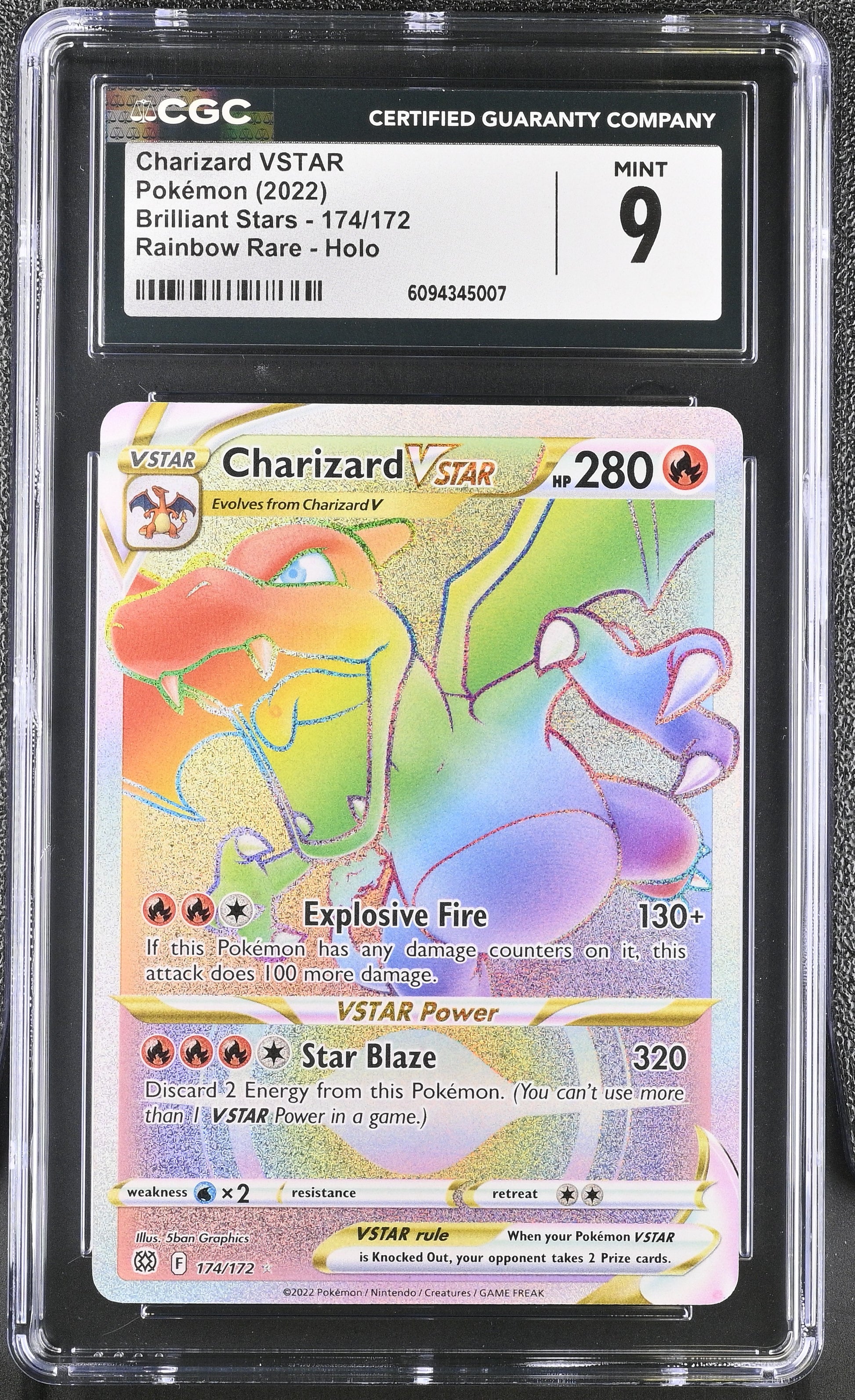 2022 Brilliant Stars #174/172 Charizard VSTAR CGC 9
