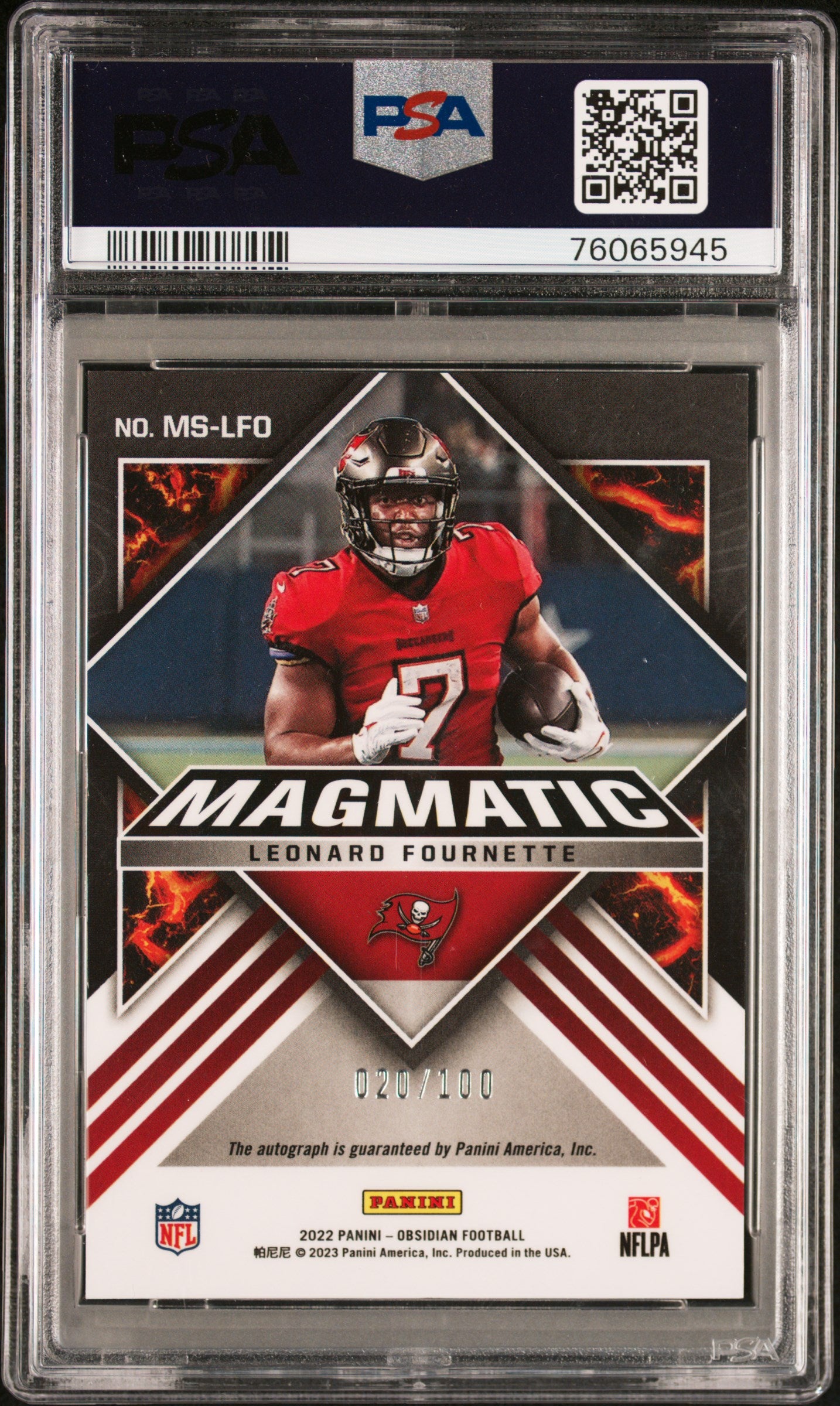2022 Panini Obsidian Magmatic Signatures Leonard Fournette #MSLFO /99 PSA 9