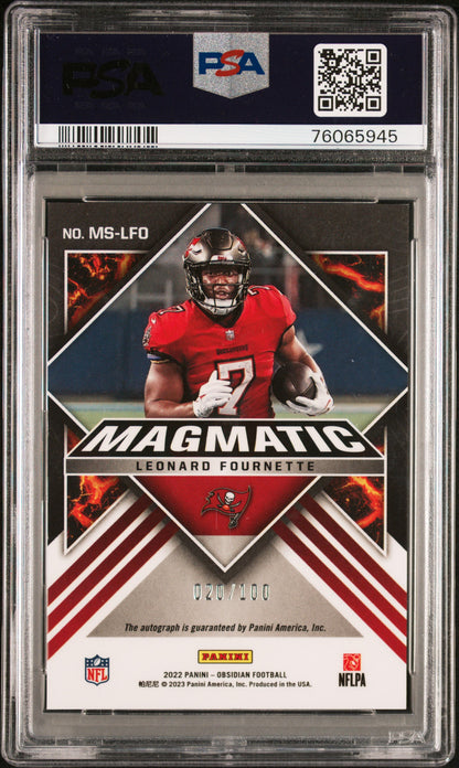 2022 Panini Obsidian Magmatic Signatures Leonard Fournette #MSLFO /99 PSA 9