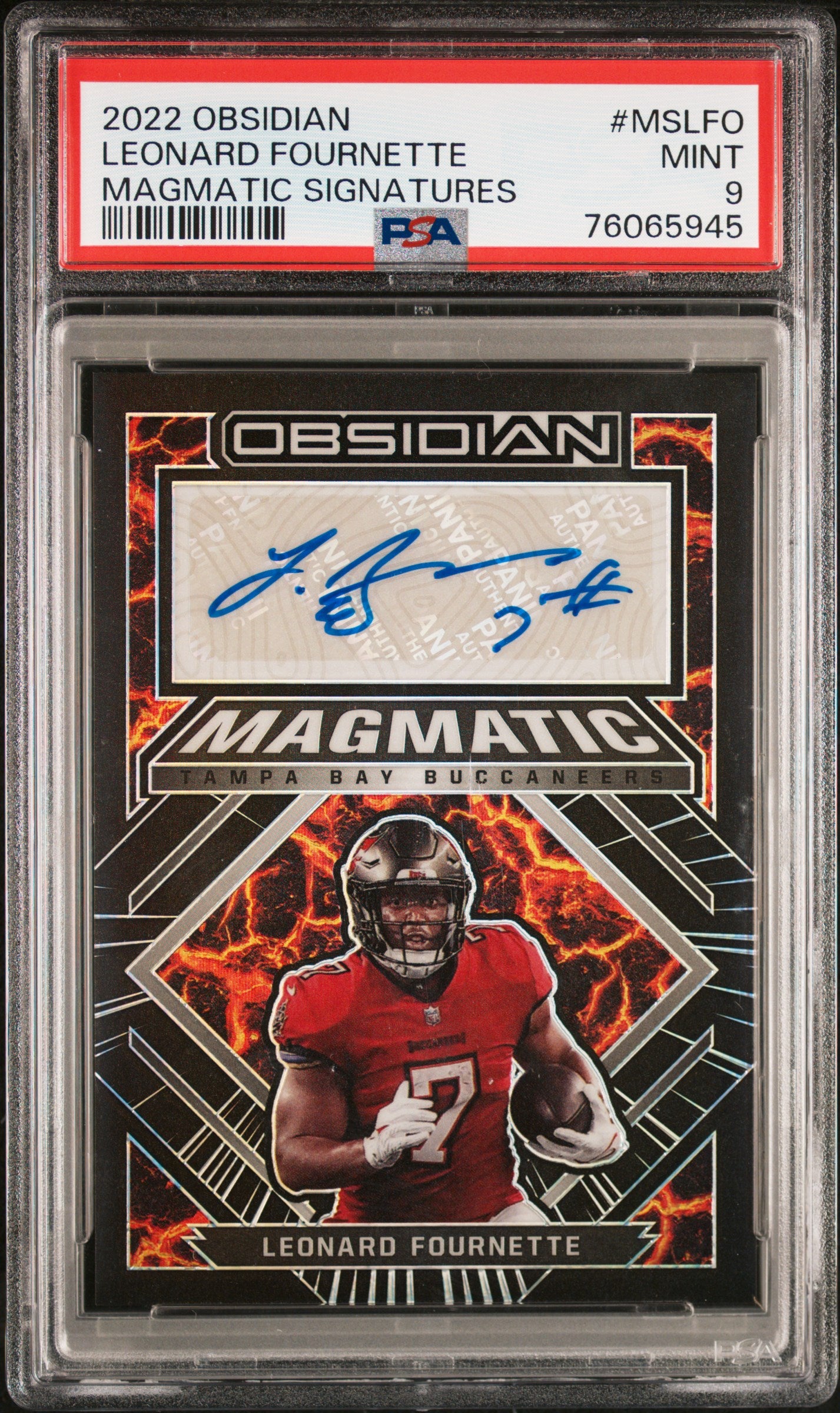 2022 Panini Obsidian Magmatic Signatures Leonard Fournette #MSLFO /99 PSA 9