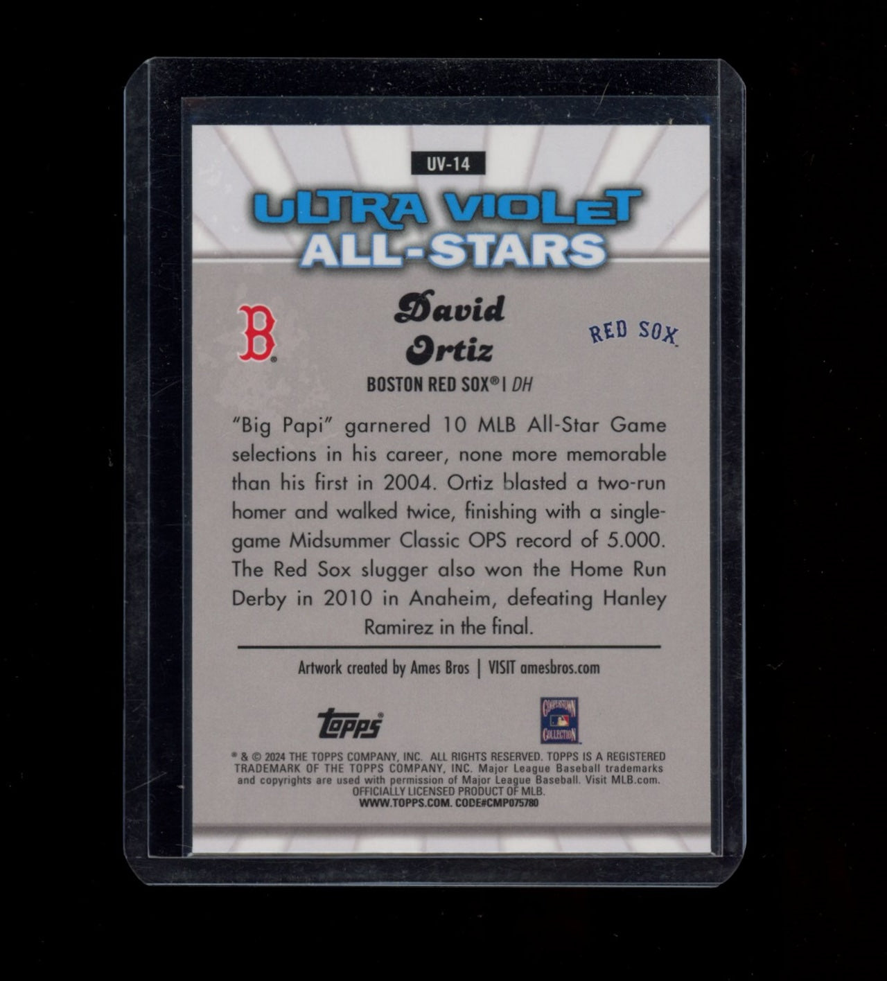 2024 Topps Chrome #UV-14 David Ortiz Ultra Violet All-Stars