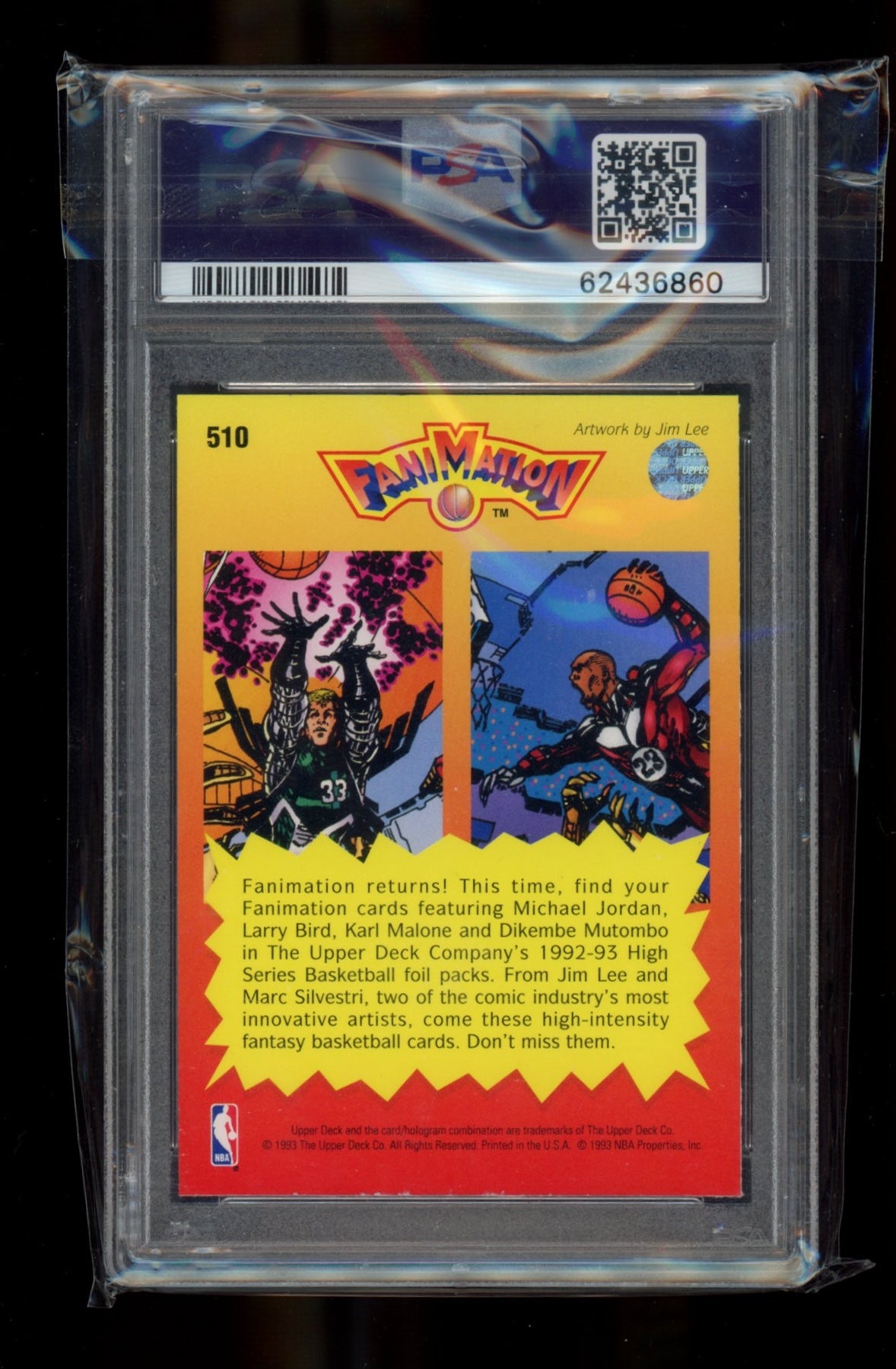 1992 Upper Deck #510 L.Bird/M.Jordan Fanimation PSA 8