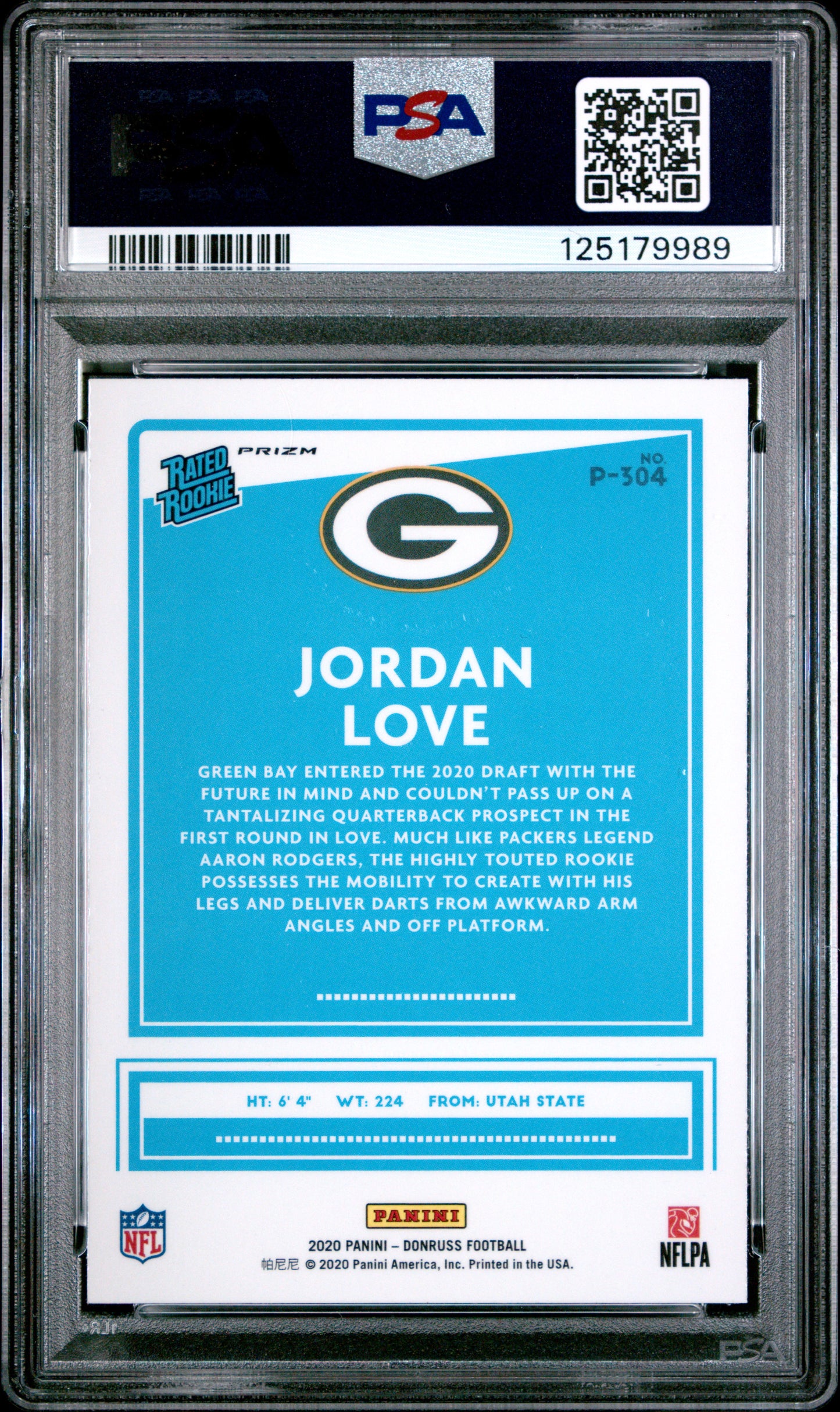 2020 Panini Donruss #P304 Jordan Love Optic Preview-Red/Green PSA 10