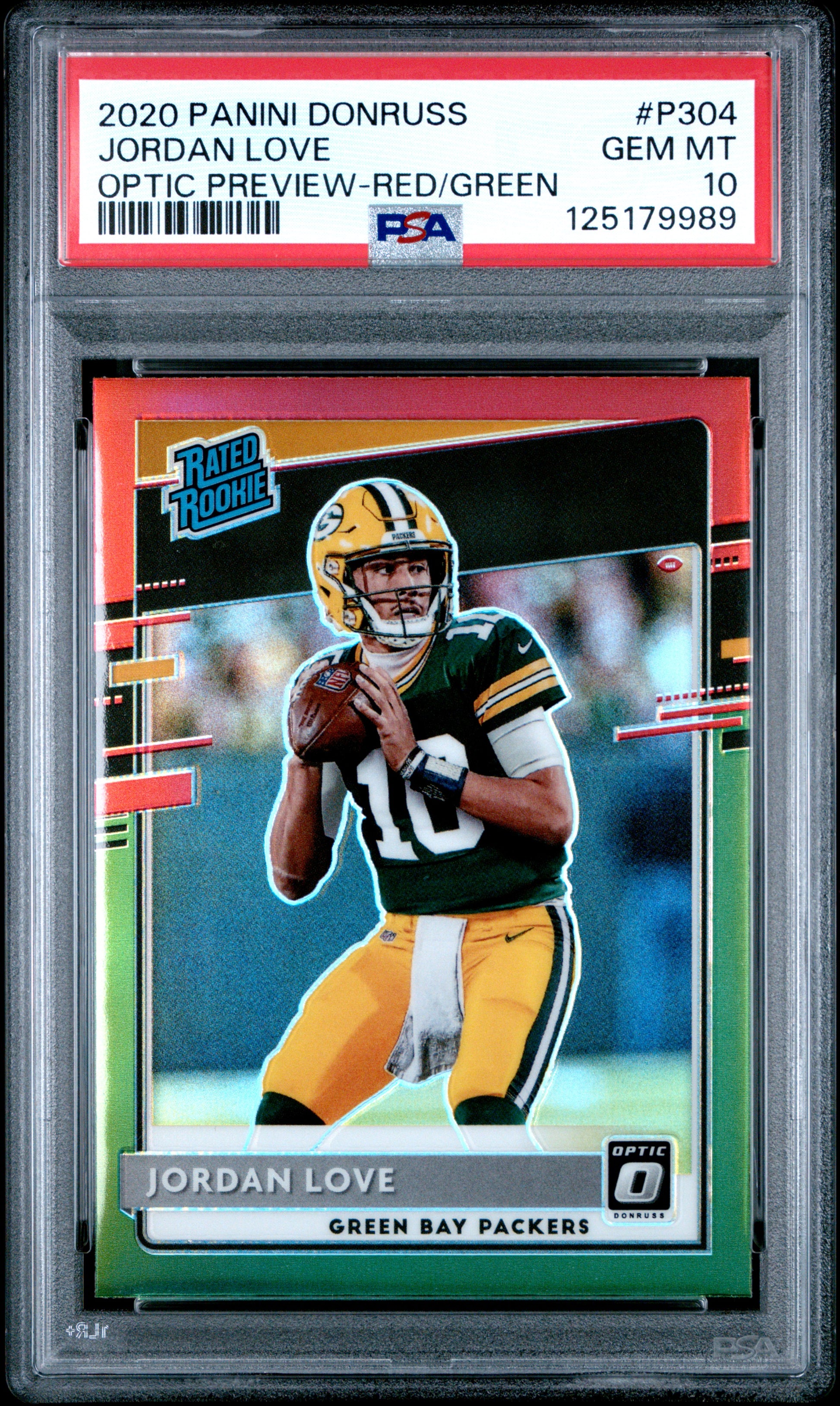 2020 Panini Donruss #P304 Jordan Love Optic Preview-Red/Green PSA 10