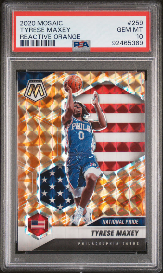 2020 Panini Mosaic #259 Tyrese Maxey Reactive Orange PSA 10