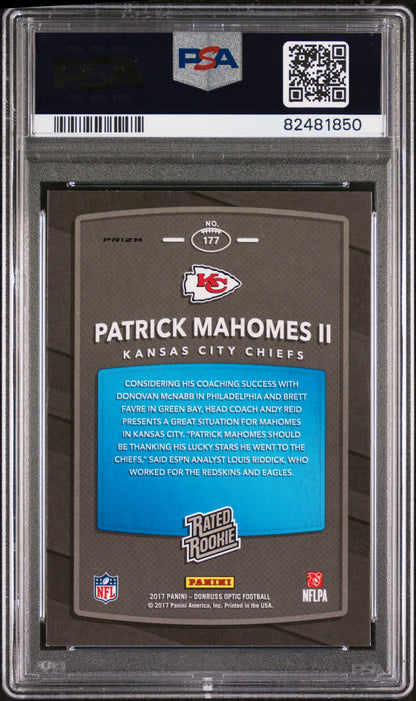 2017 Panini Donruss Optic #177 Patrick Mahomes Ii Holo PSA 9