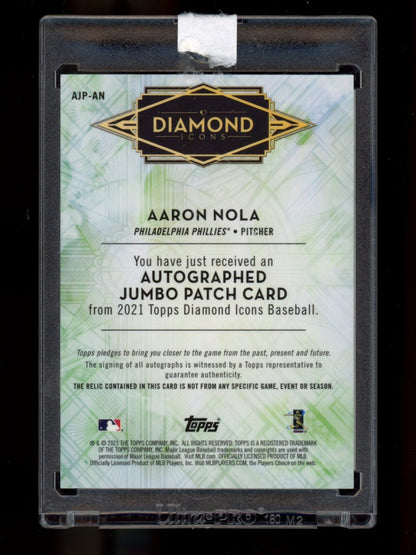 2021 Topps Diamond Icons - Auto Jumbo Patches Purple #AJP-AN Aaron Nola #/10