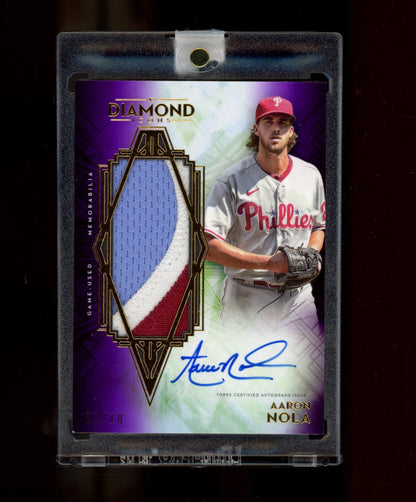 2021 Topps Diamond Icons - Auto Jumbo Patches Purple #AJP-AN Aaron Nola #/10