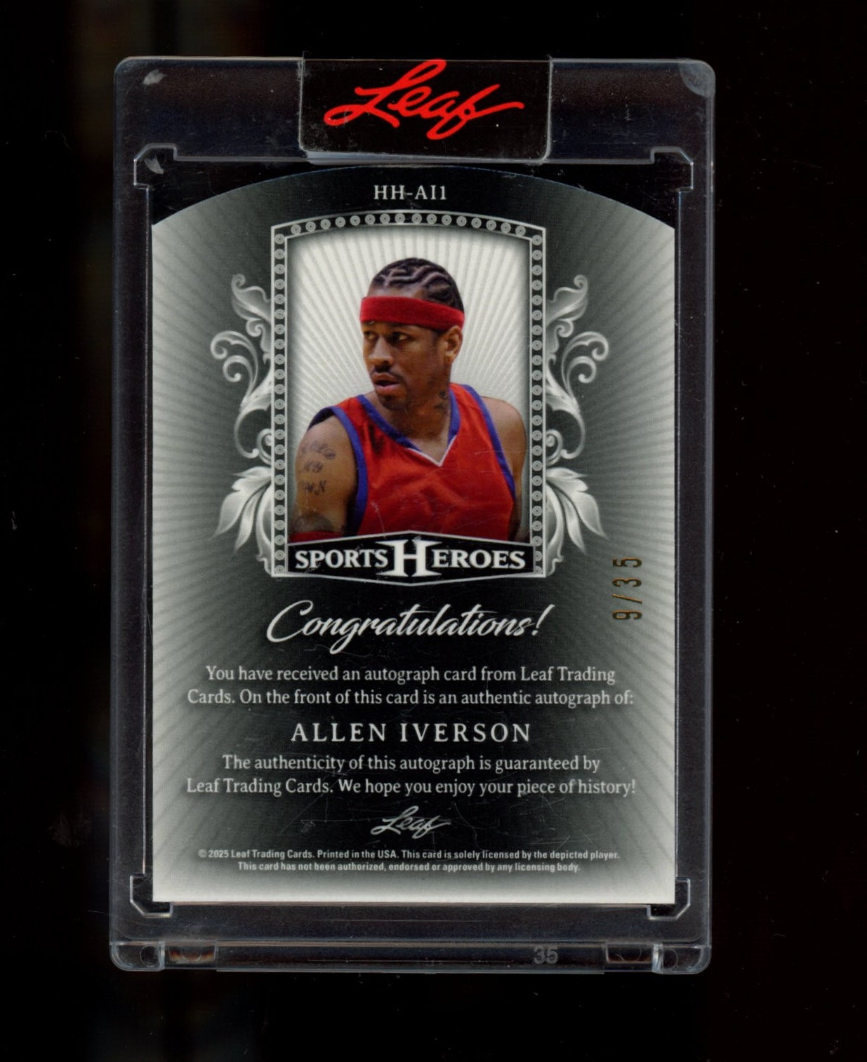 2025 Leaf Metal  - Hall Heroes Auto Crystal Silver #HH-AI1 Allen Iverson #/35