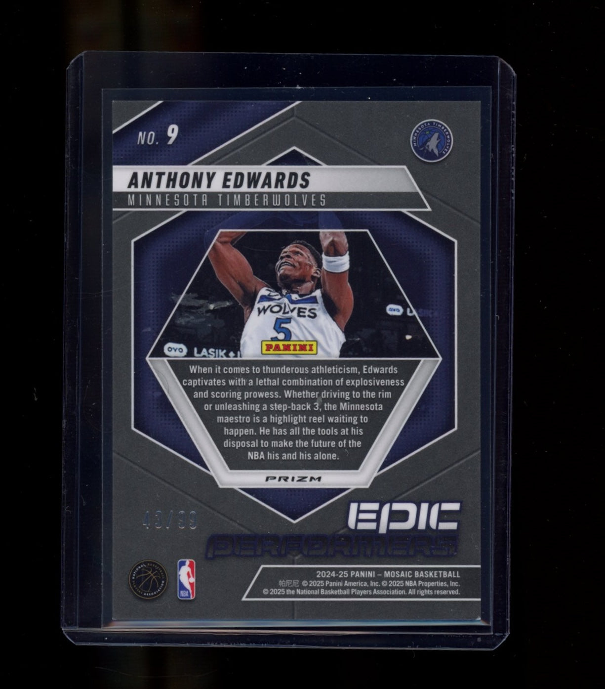 2024-25 Panini Mosaic #9 Anthony Edwards Epic Performers Blue #/99