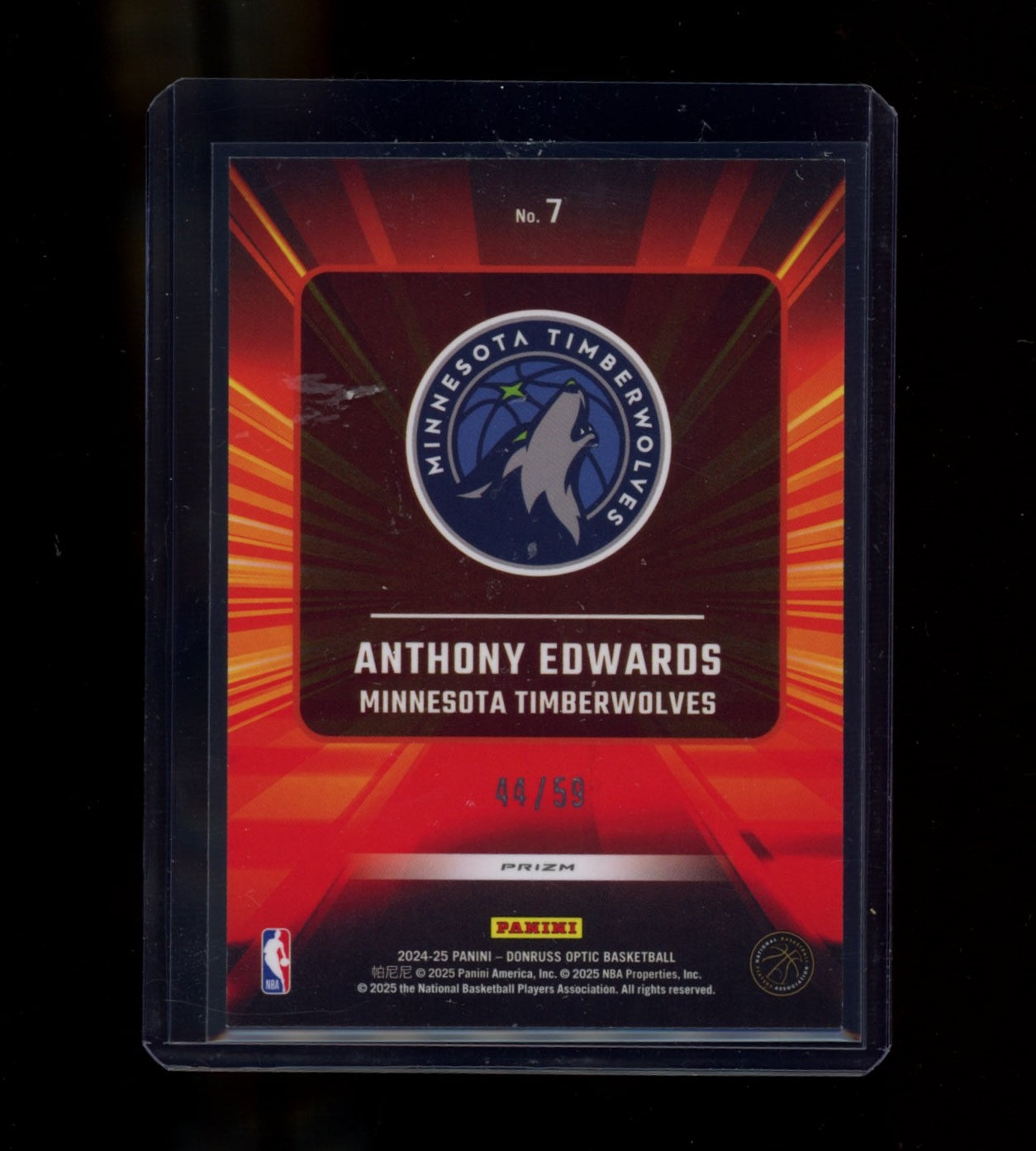 2024-25 Donruss Optic #7 Anthony Edwards Express Lane White Velocity #/59