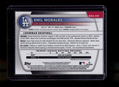 2024 Bowman Chrome #BMA-EM Emil Morales Auto Purple Mojo Refractors #/199