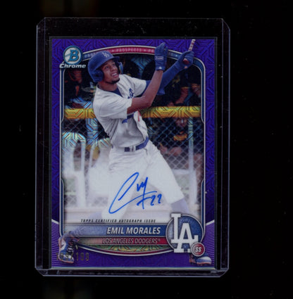 2024 Bowman Chrome #BMA-EM Emil Morales Auto Purple Mojo Refractors #/199