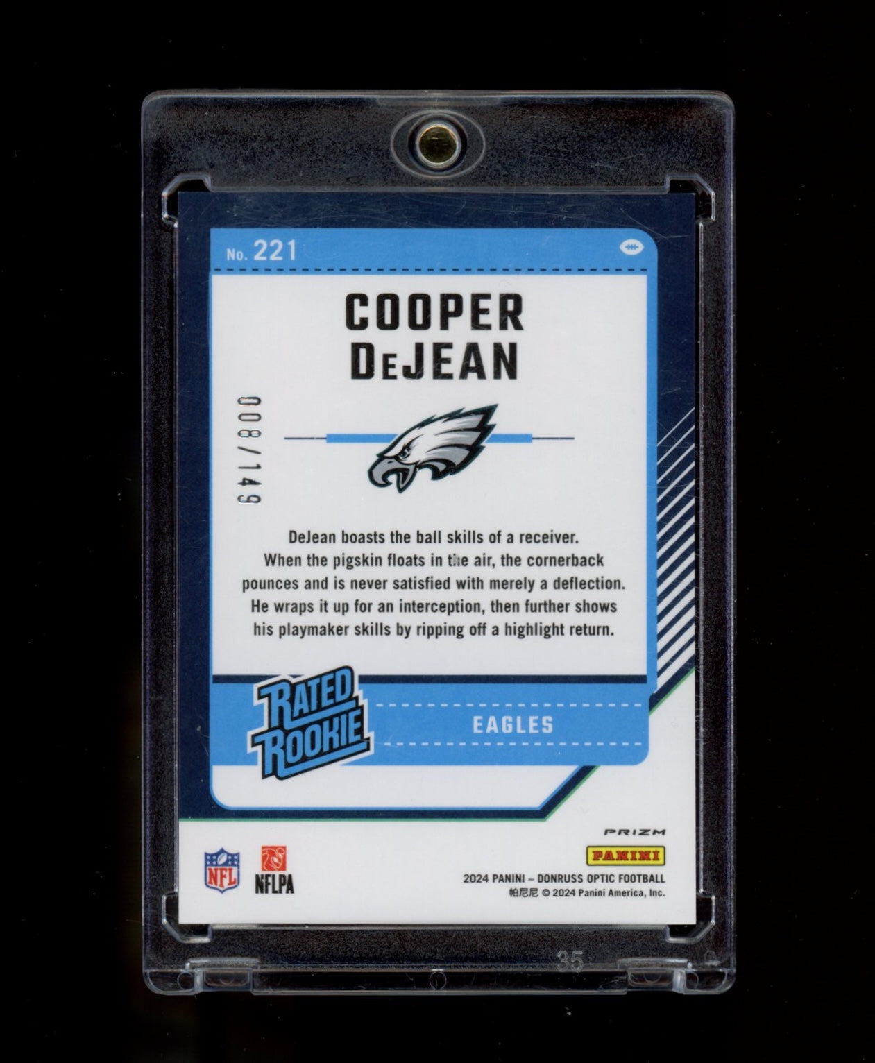 2024 Donruss Optic #221 Cooper DeJean Flex #/149