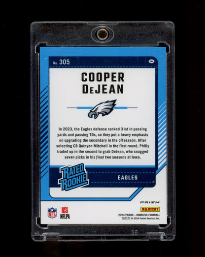 2024 Donruss #305 Cooper DeJean Optic Rated Rookies Preview Football Emoji