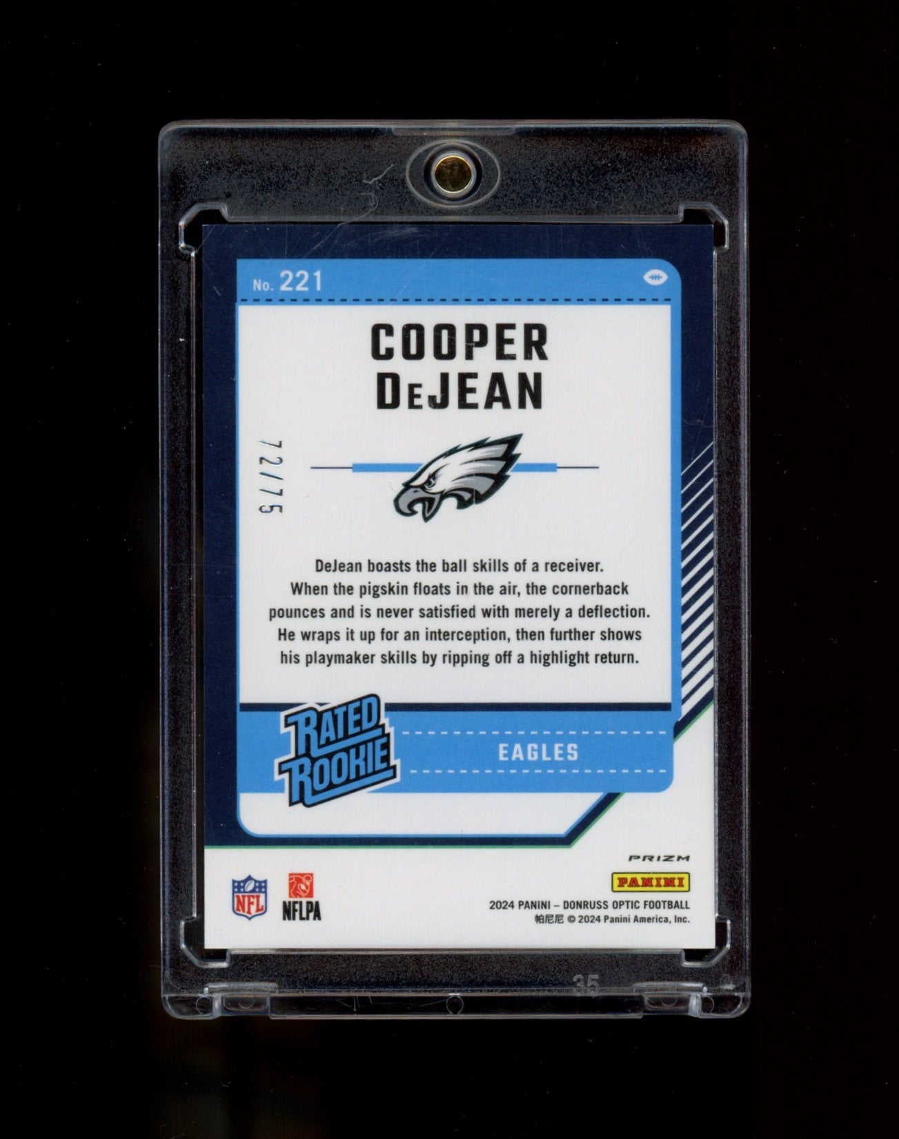 2024 Donruss Optic #221 Cooper DeJean Electricity #/75