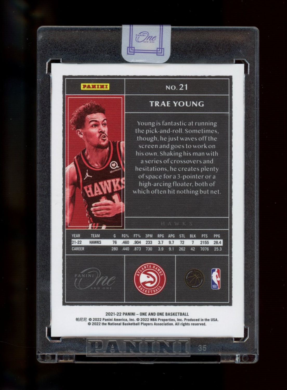 2021-22 Panini One and One #21 Trae Young Purple #/25