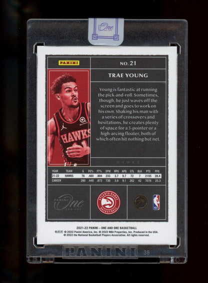 2021-22 Panini One and One #21 Trae Young Purple #/25