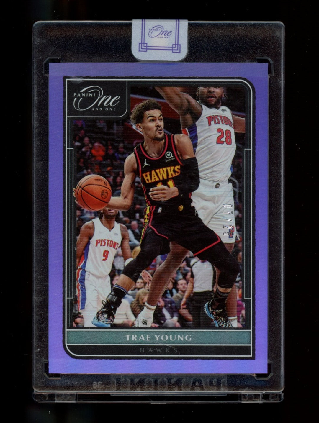 2021-22 Panini One and One #21 Trae Young Purple #/25
