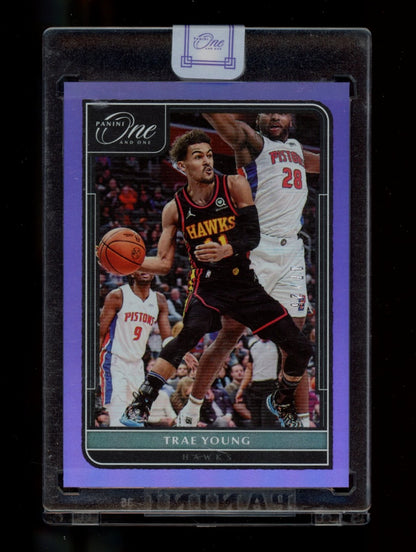 2021-22 Panini One and One #21 Trae Young Purple #/25