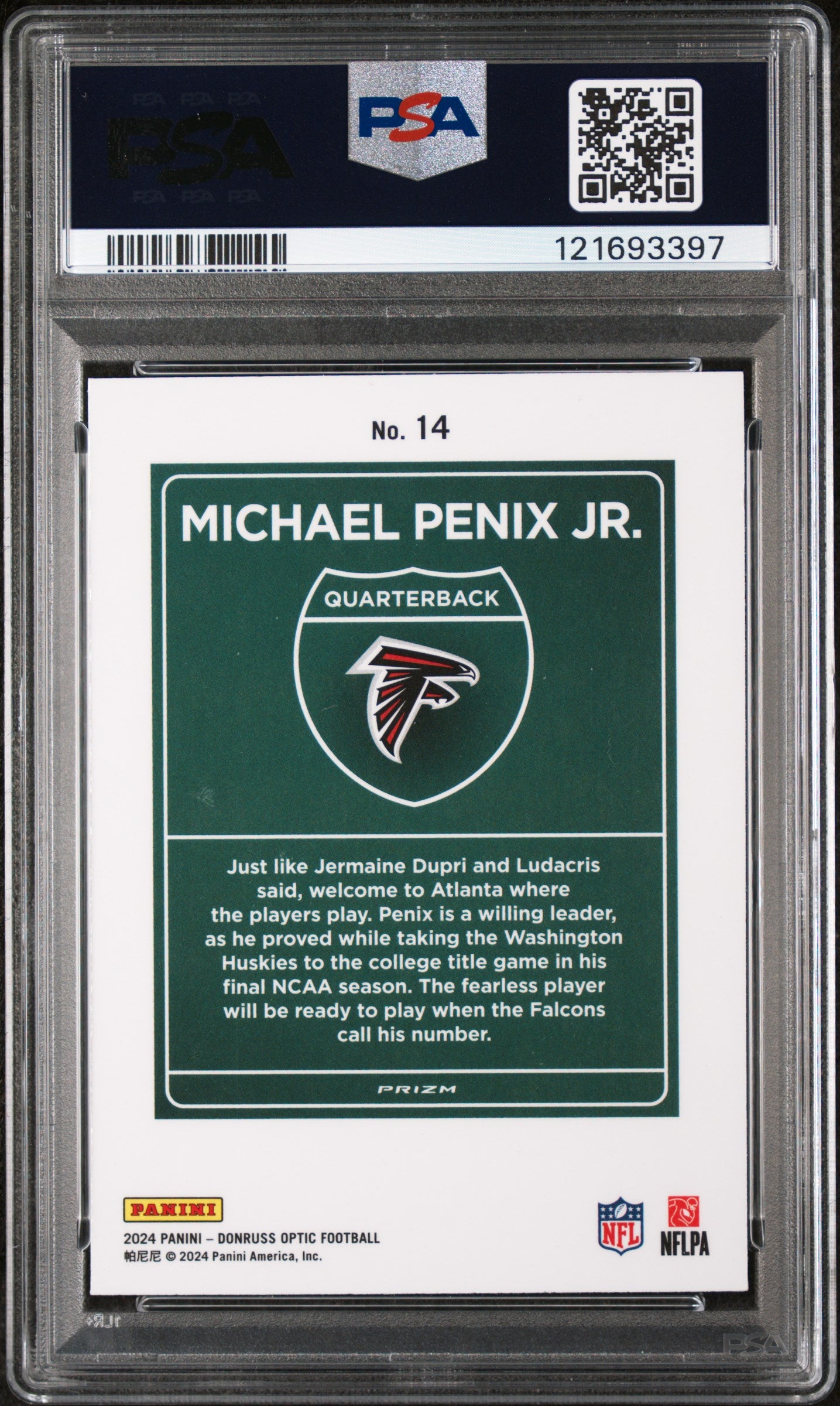 2024 Panini Donruss Optic Downtown! #14 Michael Penix Jr. PSA 9