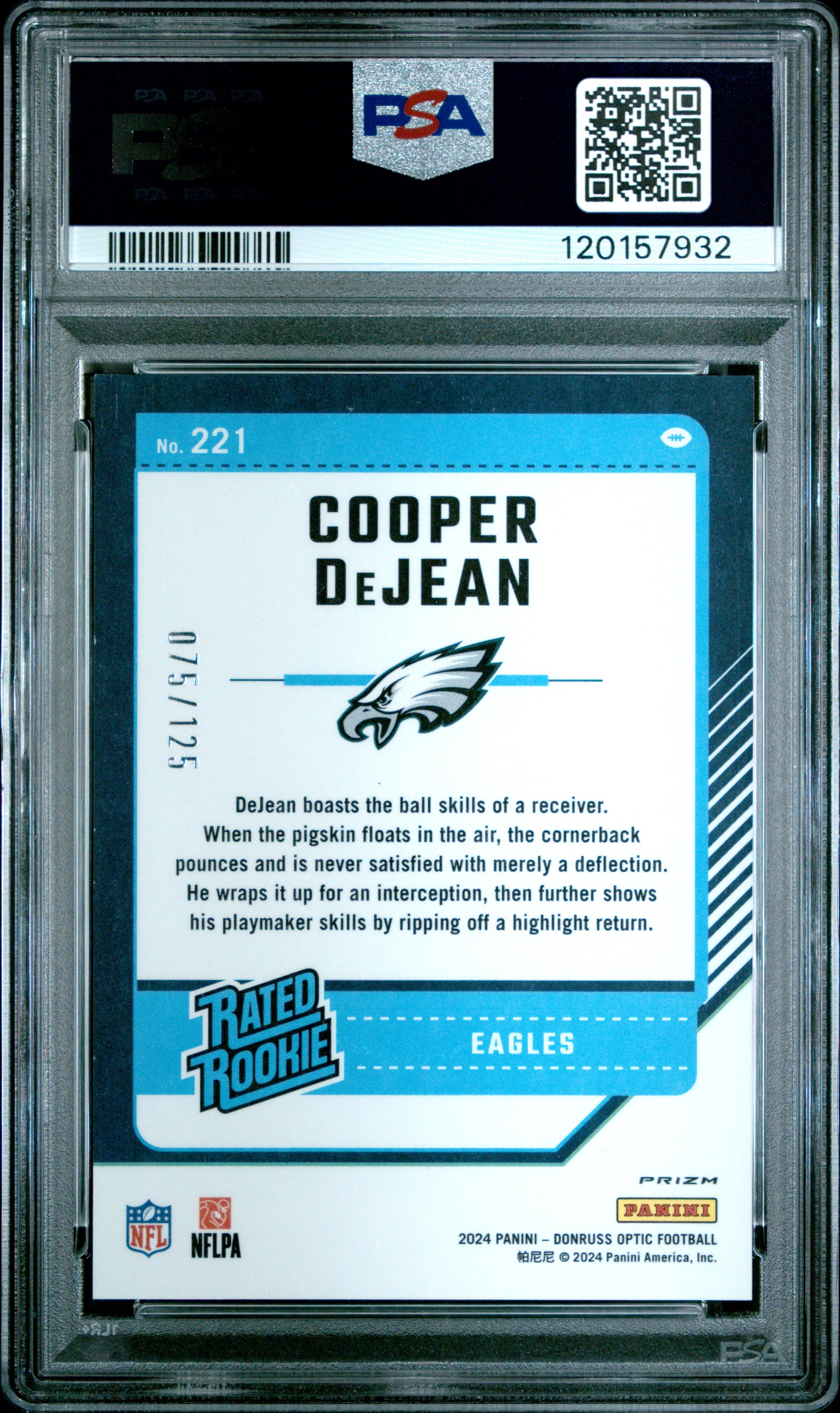 2024 Panini Donruss Optic #221 Cooper Dejean Red PSA 9