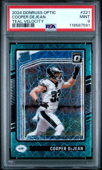 2024 Panini Donruss Optic #221 Cooper Dejean Teal Velocity PSA 9
