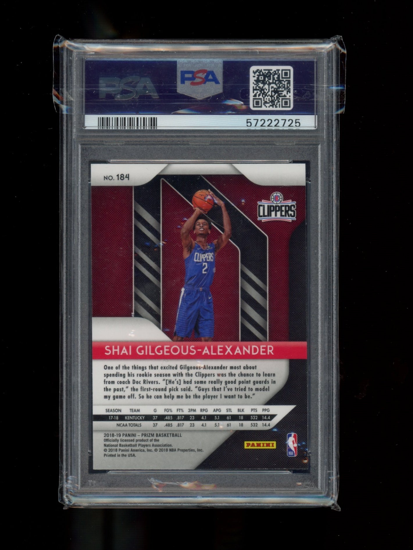 2018 Panini Prizm #184 S.Gilgeous-Alexander PSA 9