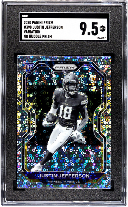 2020 Panini Prizm #398 Justin Jefferson Variation No Huddle Prizm SGC 9.5