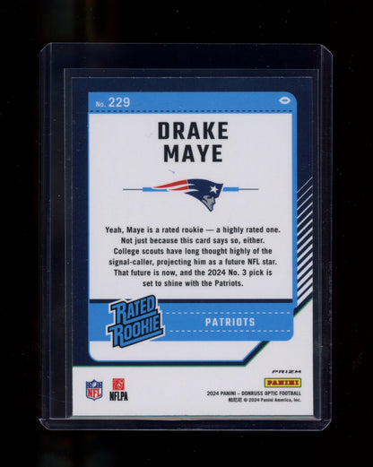 2024 Donruss Optic #229 Drake Maye Blue Hyper