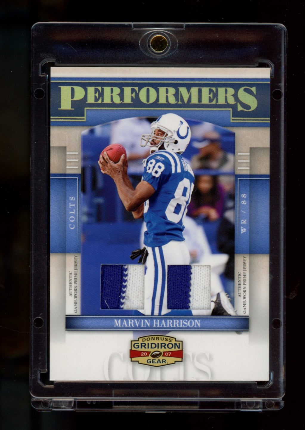 2007 Donruss Gridiron #P-37 Marvin Harrison Performers Jersey Prime #/50