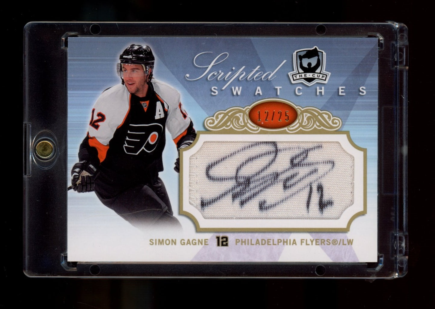 2005-06 Upper Deck The Cup #SS-SG Simon Gagne Scripted Swatches #/25 Jsy #