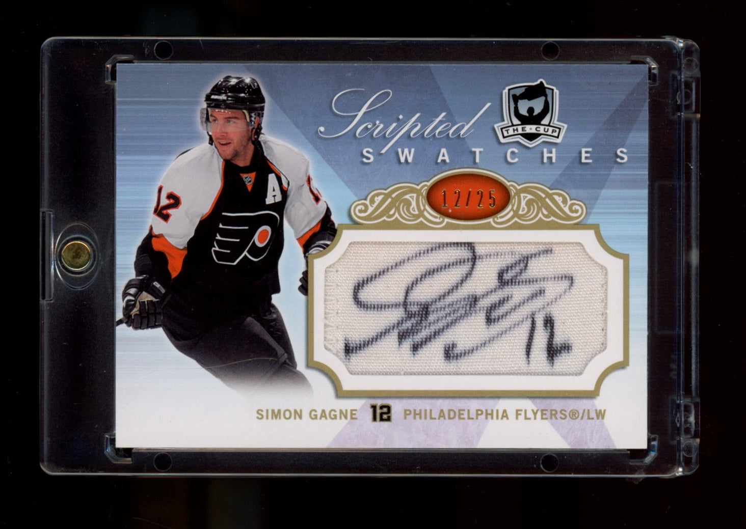 2005-06 Upper Deck The Cup #SS-SG Simon Gagne Scripted Swatches #/25 Jsy #