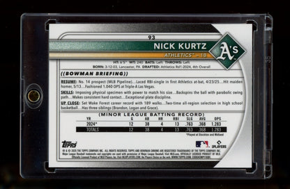 2025 Bowman Chrome #93b Nick Kurtz