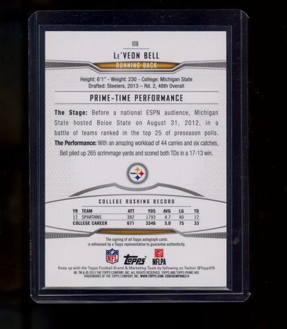 2013 Topps Prime #108 Le'Veon Bell Autographs Silver Rainbow #/25