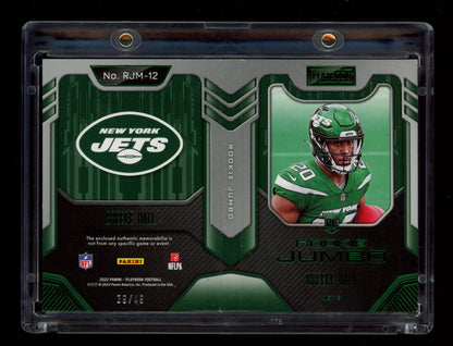 2022 Panini Playbook #RJM-12 Breece Hall Rookie Jumbo Booklet Prime #/49