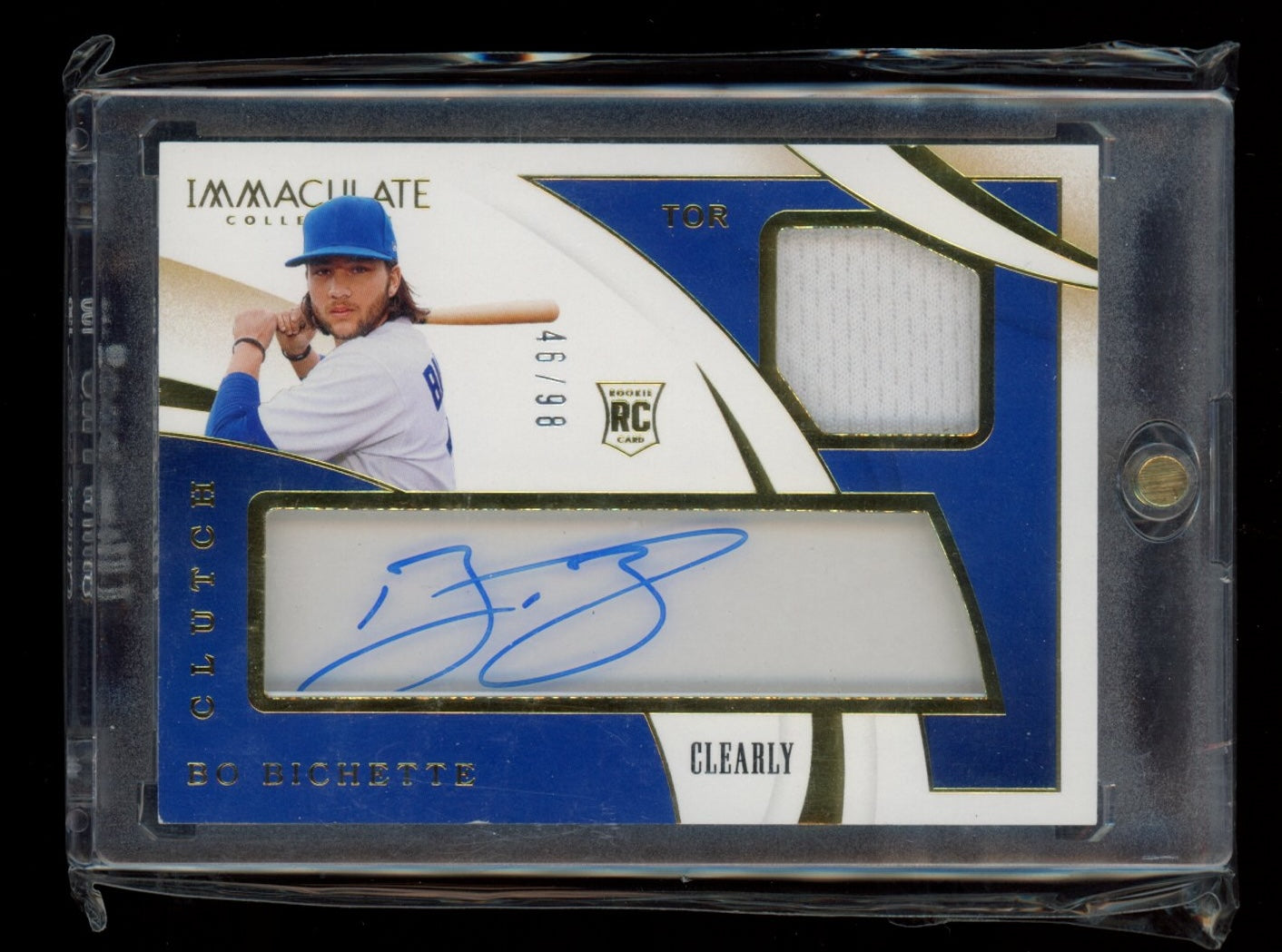 2020 Panini Immaculate Collection #CR-BO Bo Bichette Clearly Clutch Rookies #/98