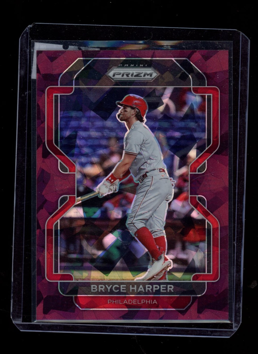 2022 Panini Prizm #6 Bryce Harper Burgundy Cracked Ice #/25