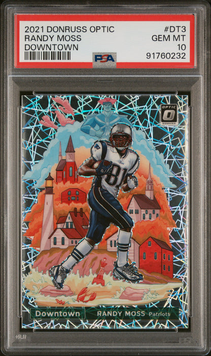 2021 Panini Donruss Optic Downtown #DT3 Randy Moss Downtown PSA 10